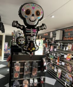 Day of the Dead skeleton balloon inflated.