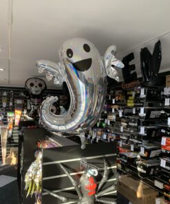 Iridescent ghost balloon inflated
